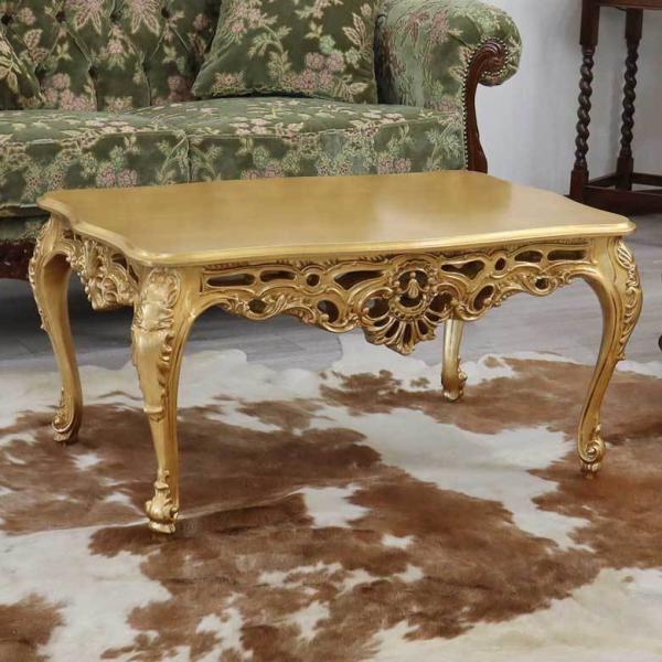 イタリア リビングテーブル ゴールド 109cm 完成品 猫脚 長方形 イタリア リビングテーブル ゴールド 109cm 完成品 猫脚 長方形