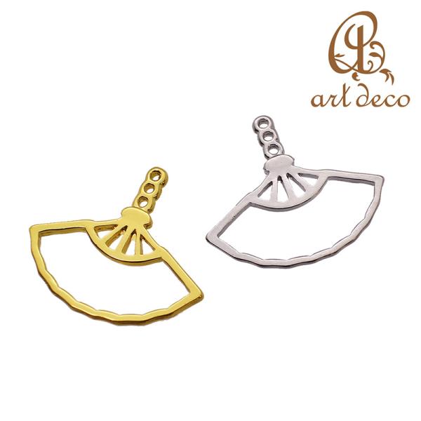 バックキャッチ 扇 1ペア 21mm×23mm  アクセサリー パーツ ハンドメイド 材料 金具 装飾