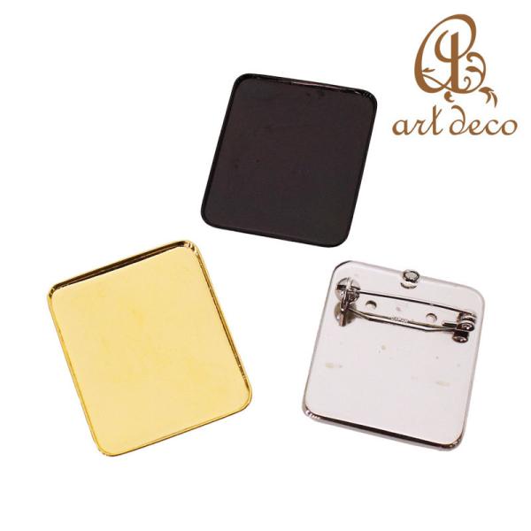 ブローチ コサージュ 角型 スクエア 1個 35mm×30mm アクセサリー パーツ ハンドメイド 材料 金具 装飾 カラワク 空枠