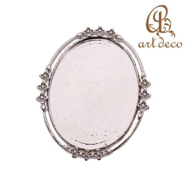 ブローチ コサージュ 楕円 デザイン カン付き 1個 40mm×30mm アクセサリー パーツ ハンドメイド 材料 金具 装飾 カラワク 空枠