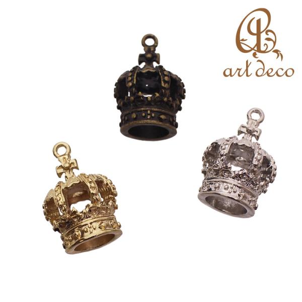 アクセサリー パーツ チャーム 王冠 立体 クラウン 2個 ハンドメイド