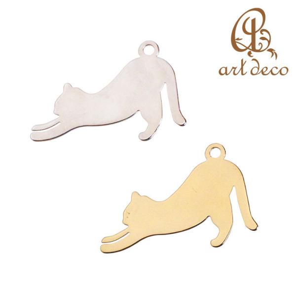チャーム ネコ 猫 動物 アニマル 2個 20mm×30mm ペンダント キーホルダー アクセサリー パーツ ハンドメイド 材料 金具 装飾