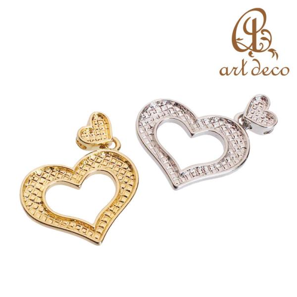 チャーム ハート 粘土土台 1個 23mm×29.5mm アクセサリー パーツ ハンドメイド 材料 金具 装飾 つまみ細工