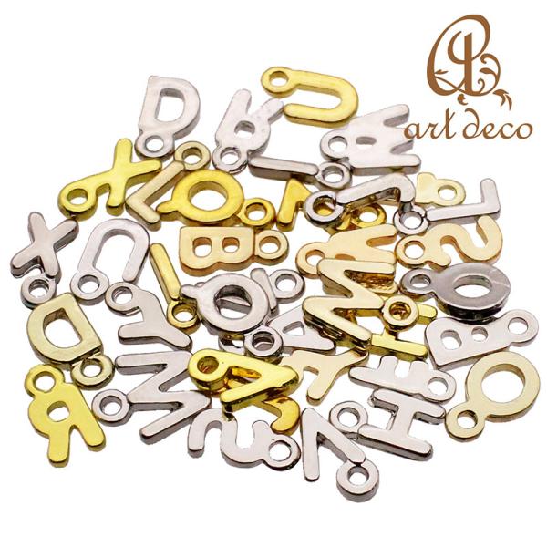 チャーム アルファベット 文字 2個 9mm×10mm アクセサリー パーツ