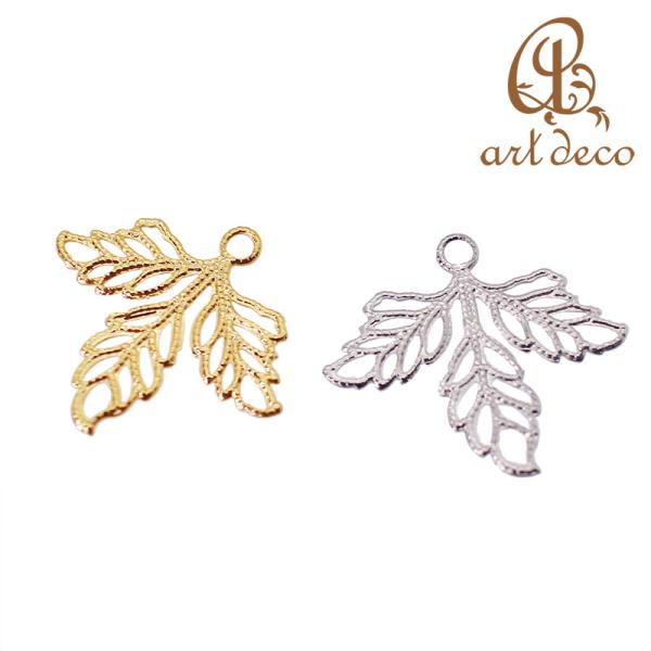 チャーム キーホルダー ペンダント 葉 リーフ 10個 22mm×25mm アクセサリー パーツ ハンドメイド オリジナル 材料 金具 装飾