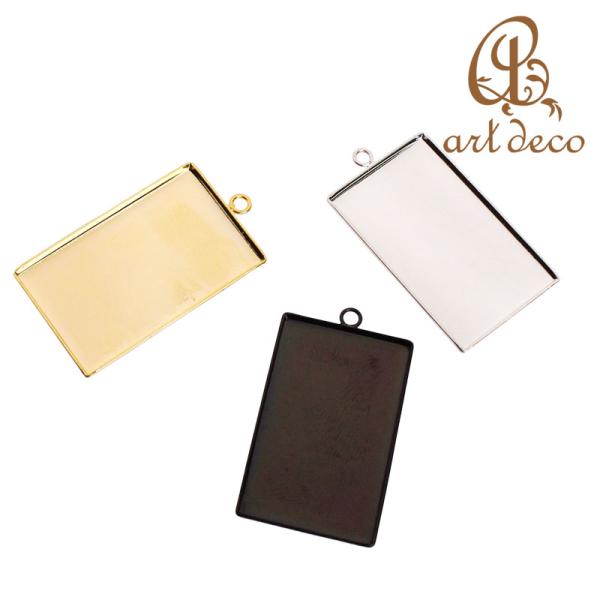 チャーム ペンダントトップ 角型 2個 31mm×19mm アクセサリー パーツ ハンドメイド 材料 金具 装飾 カラワク 空枠