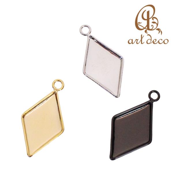 アクセサリー パーツ チャーム ペンダントトップ ひし形 10個 17.5mm×10.5mm ハンドメイド 材料 装飾 カラワク 空枠