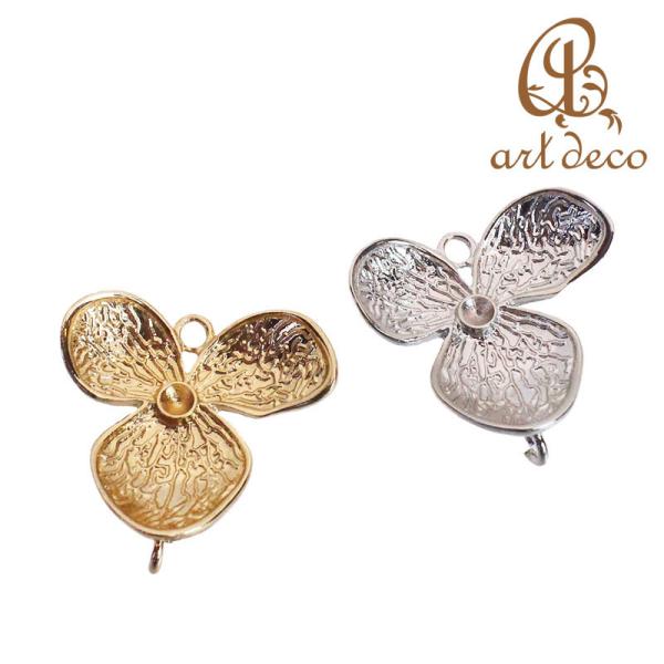 チャーム ペンダントトップ 花型 粘土 土台 樹脂 1個 23mm×25mm アクセサリー パーツ ハンドメイド 材料 金具 装飾 カラワク 空枠