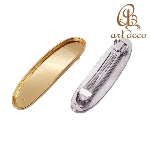 バレッタ 髪留め ヘア金具 粘土土台 オーバル 1個 22mm×80mm アクセサリー パーツ ハンドメイド 材料 金具 装飾 カラワク 空枠