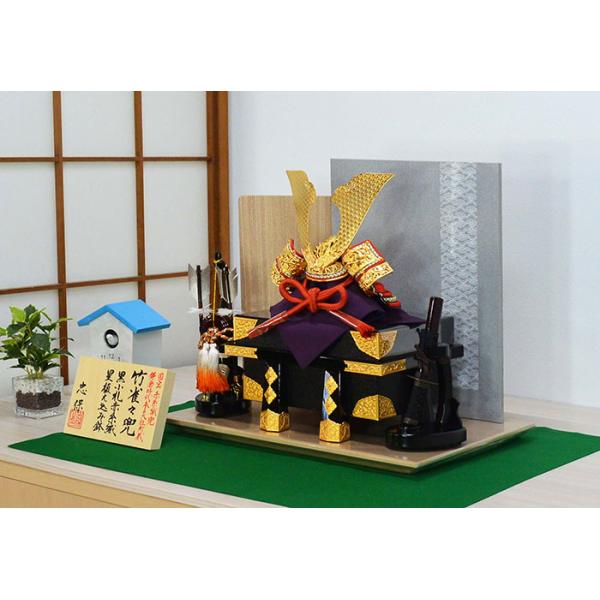 五月人形 兜飾り 国宝模写の高級兜 正絹 竹雀の兜 ※お名前立て札