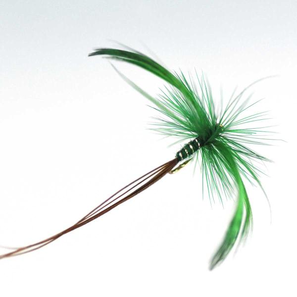 パターン名：メイフライ グリーンタイプ：ドライフライ主な使い方：釣り上がり、ライズ狙いイメージ：メイフライ（カゲロウ）対応フック：バーブド（返しあり） バーブレス（返しなし）サイズ #14 #16 #18