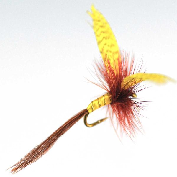 パターン名：メイフライ イエロータイプ：ドライフライ主な使い方：釣り上がり、ライズ狙いイメージ：メイフライ（カゲロウ）仕様：バーブレス（返しなし）・バーブド（返しありサイズ #14 #16 #18
