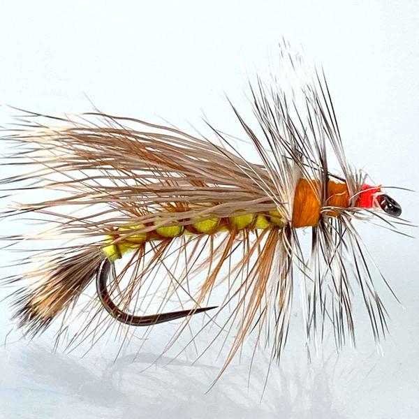 パターン名：テレストリアルパターン名：スティミレーター　イエロータイプ：ドライフライ主な使い方：釣り上がり、ライズ狙いイメージ：ストーンフライ（トビケラ）対応フック：バーブレス（返し無し） バーブド（返し有り）サイズ #8 #10 #12一...