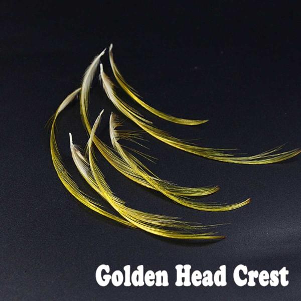 金鶏の頭のトッピング部分。ストリーマーによくつかわれます。他にもニンフ、ウエットのテールやトッピングマテリアル等、多くのフライに使用されます。【本数】20本入り【サイズ】5〜6cm大型ウエットやサーモンフライ、ストリーマー用の大型フェザーの...
