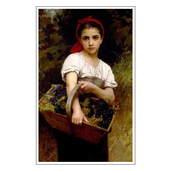 複製画 送料無料 絵画 油彩画 油絵 模写ブグロー「ぶどう摘み」F6(41.0