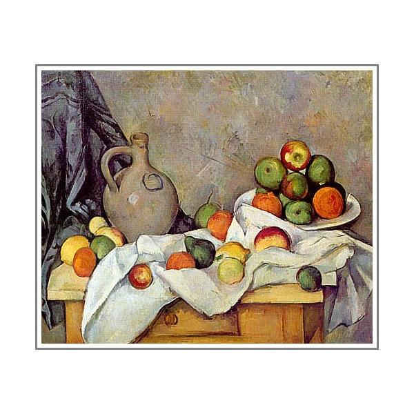 送料無料】絵画：ポール・セザンヌ「カーテン、水差し、そして果物鉢