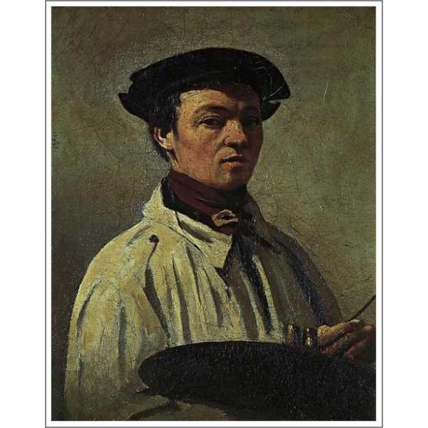 複製画 送料無料 絵画 油彩画 油絵 模写カミーユ・コロー「パレットを