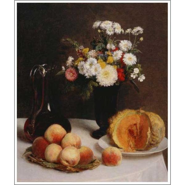 全品送料無料 送料無料 絵画 ファンタン ラトゥール 花と果物 ワイン容れのある静物 サイズf15 65 2 53 0cm 絵画 油絵複製画 オーダーメイド制作 安心のメーカー直販