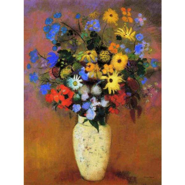 複製画 送料無料 絵画 油彩画 油絵 模写ルドン「白い花びんと花」F20