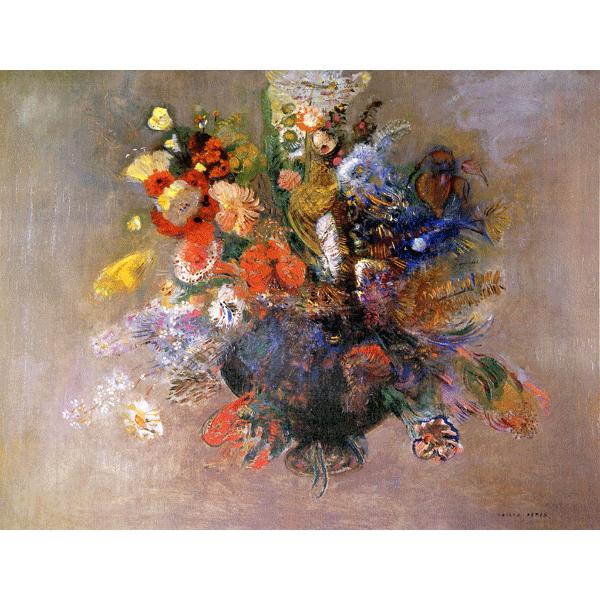 複製画 送料無料 絵画 油彩画 油絵 模写ルドン「花」F6(41.0