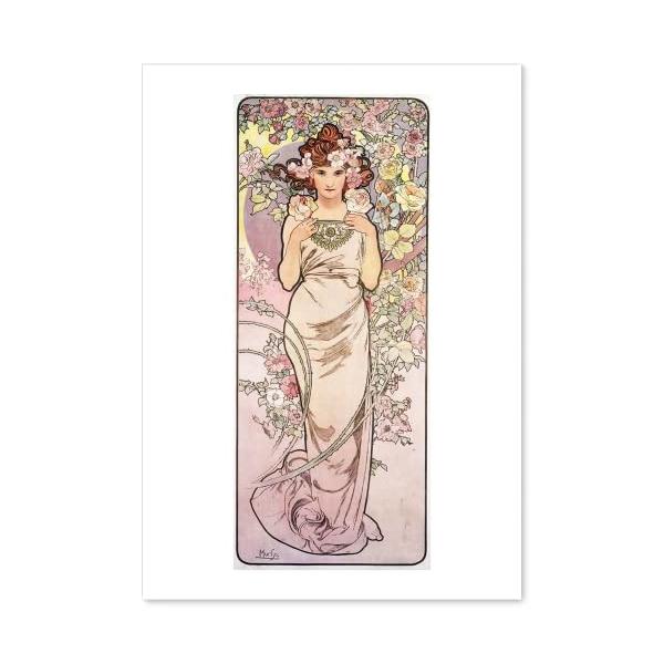 アルフォンス ミュシャ 四つの花 バラ A3 ポスター グッズ 絵画