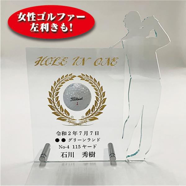 ホールインワン 記念スタンド ゴルフ アクリル 墨入れ プレゼント 記念品 ゴルフコンペ 彫刻 名入れ ギフト 表彰盾 アルバトロス エージシューティング