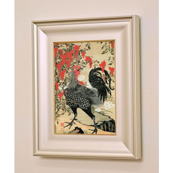 4点セット　伊藤若冲　南天雄鶏図　アート　ポスター　額装　55cm 62cm 楽天市場】伊藤若冲 動植綵絵 南天雄鶏図 額 美術品 インテリア