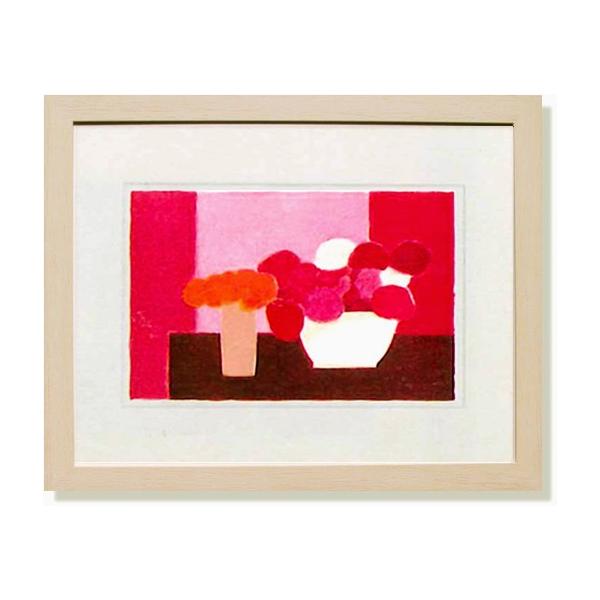 カトラン　バラ色とモーブ色の静物 ベルナール・カトラン「バラ色とモーヴ色の静物」リトグラフ