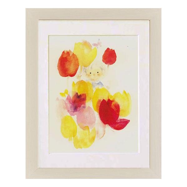 絵画 インテリア いわさき ちひろ チューリップと子供 アート