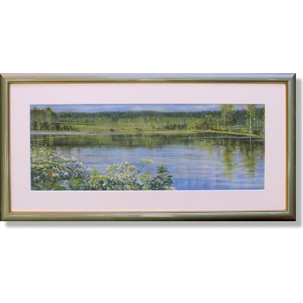 石井清・花の咲く湖（アート・複製画） : 絵画生活 - 通販 - Yahoo