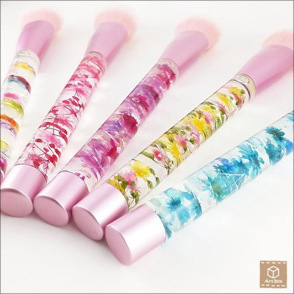 ハーバリウムのメイクブラシ 完成品 化粧ブラシ チーク フェイス プレゼント 贈り物 枯れないお花 一点物 E4213Art Box