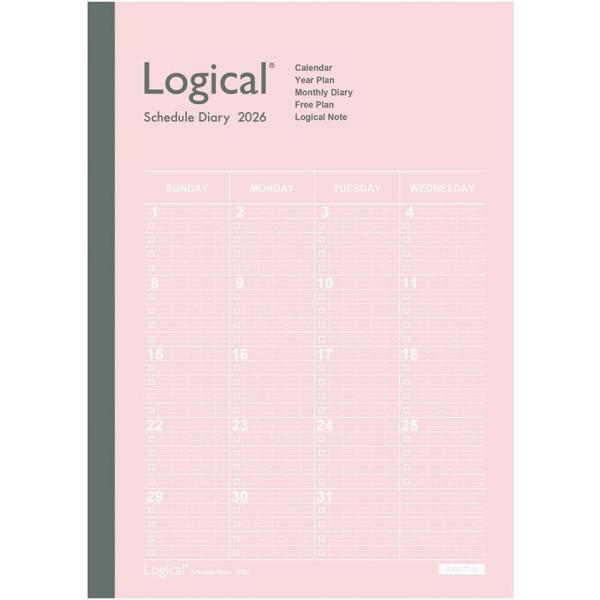 【2026年度版 手帳】 ナカバヤシ ロジカルダイアリー2026月間ノートタイプA／A5／ピンク NS-A502-26AP【PT1】