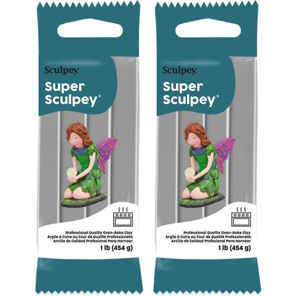 スーパースカルピー（グレイ） 454g 【2個セット】/ 樹脂粘土 ポリマークレイ Sculpey ポリフォーム グレイスカルピー フィギュア 造形