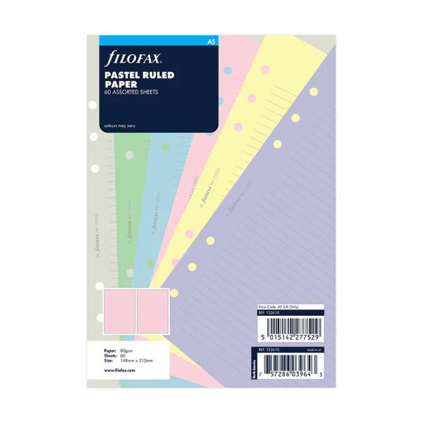 ファイロファックス システム手帳 リフィル A5サイズ パステル 横罫紙 Filofax 6穴 132610 デスクサイズ