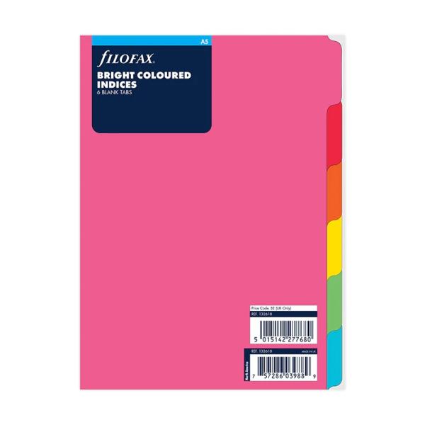 ファイロファックス システム手帳 リフィル A5サイズ Bright Blank インデックス 6 Tabs Filofax 6穴 132618 デスクサイズ