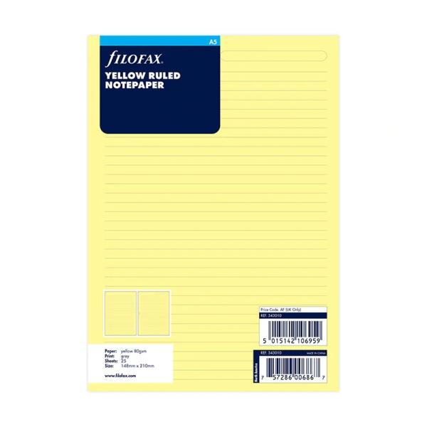 ファイロファックス システム手帳 A5サイズ リフィル 横罫紙 イエロー filofax デスクサイズ 6穴
