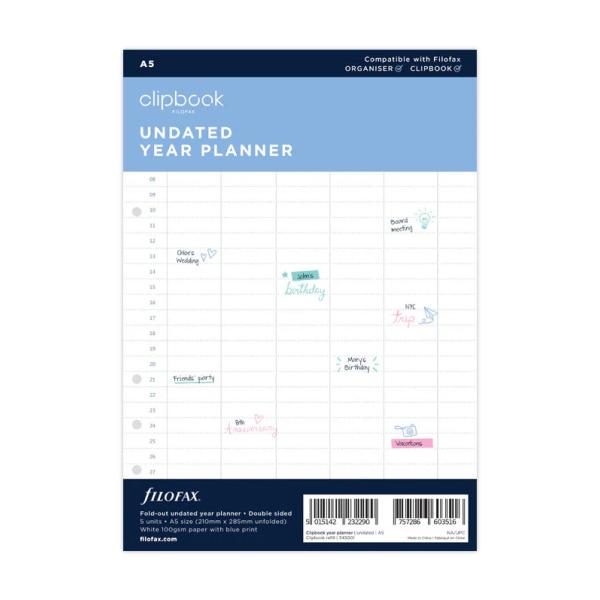 ファイロファックス システム手帳 リフィル A5サイズ 日付なしフリー年間ダイアリー クリップブック filofax 345001 デスクサイズ 6穴