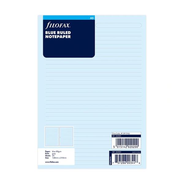 ファイロファックス システム手帳 リフィル 横罫ブルー A5サイズ 6穴 デスクサイズ Filofax 343001