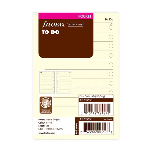 ファイロファックス システム手帳 リフィル ミニ6穴サイズ ドントフォゲット(To do) ポケット スモール コットンクリーム Filofax 212253