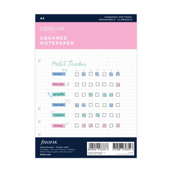ファイロファックス システム手帳 リフィル A5サイズ 方眼ノート filofax 6穴 デスクサイズ クリップブック Clipbook 345006