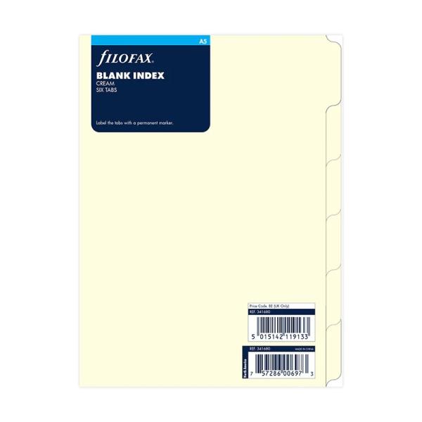 ファイロファックス システム手帳 リフィル A5サイズ 6ブランクタブ(クリーム) 6穴 デスクサイズ filofax 341680
