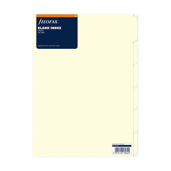 ファイロファックス システム手帳 リフィル A4サイズ ブランクタブ(クリーム) 4穴 filofax 291683