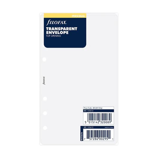 ファイロファックス システム手帳 リフィル バイブルサイズ ビニールエンベロップ（トップオープン) filofax 133612 透明ジップポケット