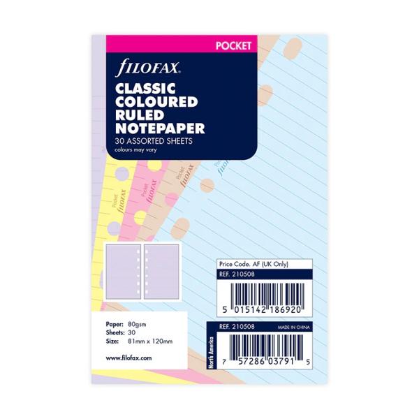ファイロファックス システム手帳 リフィル ミニ6穴 ポケットサイズ 横罫クラシックカラー アソート スモール Filofax 210508