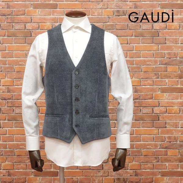 GAUDI 24秋冬 ベスト しっとりコーデュロイ ストレッチ◎ 無地 上品 