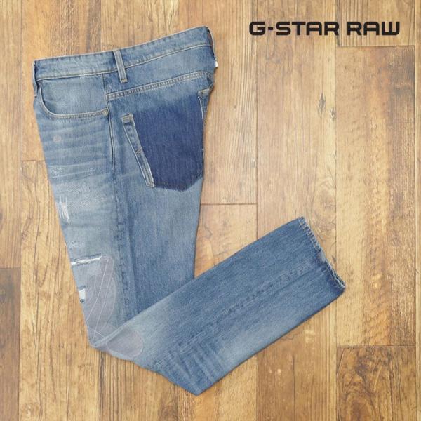 G-STAR RAW パッチワーク デニムパンツ 3301 STRAIGHT TAPERED 