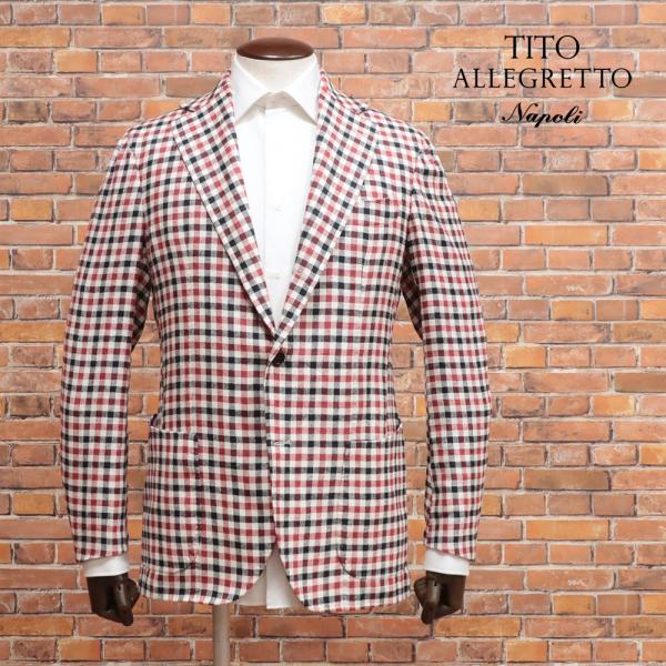 ★イタリア製 XLサイズ★ TITO ALLEGRETTO テーラード チェック 期間限定ポイント15倍】春夏 TITO ALLEGRETTO アンコン ジャッケット