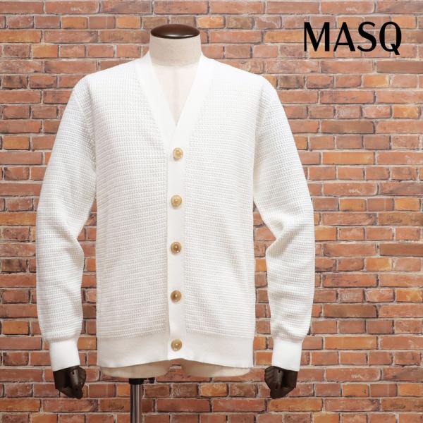 25春夏 MASQ カーディガン M5425-3035 通気性◎ 変わり編み 無地 