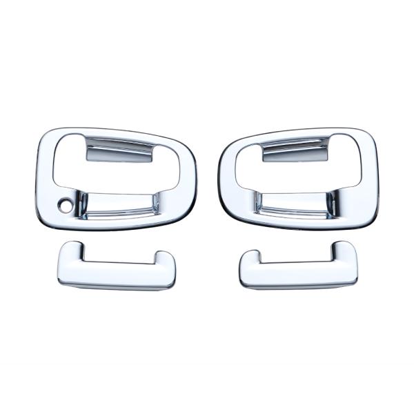 ◆取付けは両面テープで、　かぶせて貼るだけ！販売単位：左右4点セット　　　　　1台分材質：ABS/クロームメッキ　　　両面テープ付き適合車種/参考年式イスズ2t：23エルフ/ローキャブ　　　　　R5.3〜※キーレススイッチ付き車は不可※助手...