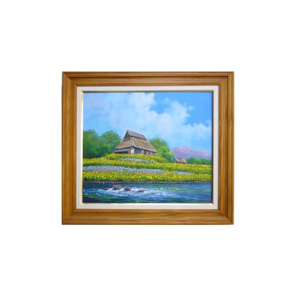 絵画 油絵 竹内敏彦 肉筆油絵 風景画 晩秋の民家 F12
